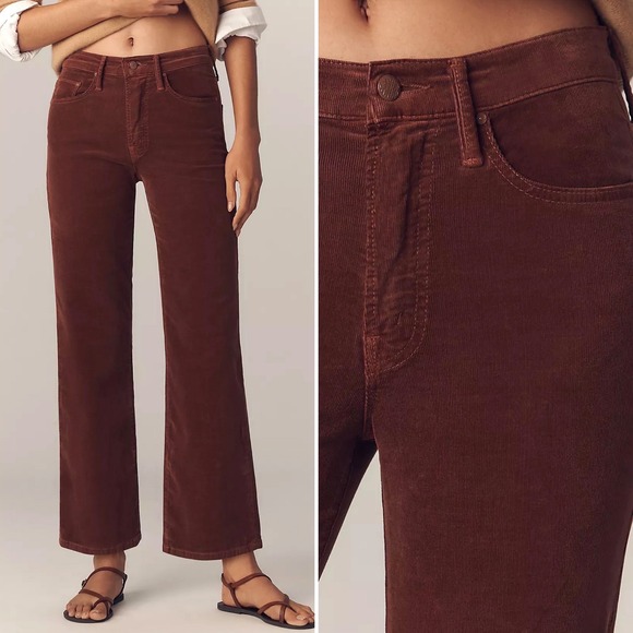 MOTHER Denim - NWT MOTHER Anthropologie Maven Corduroy Wide Leg Ankle Jean Brown Rust 27 $248